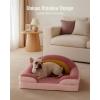 imageBlissful Diary Foam Cat Bed Small Size Washable Pet Bed for Cats and Dogs Soft Teddy Plush with Rainbow Design GreenRusty Red