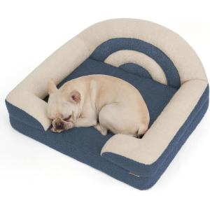 imageBlissful Diary Foam Cat Bed Small Size Washable Pet Bed for Cats and Dogs Soft Teddy Plush with Rainbow Design GreenBlue