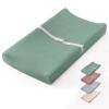 imageBlissful Diary Muslin Baby Changing Pad with Waterproof Lining Foam Diaper Changing Table Pad with Cover for Dressers Monstera RectangularRoman Green