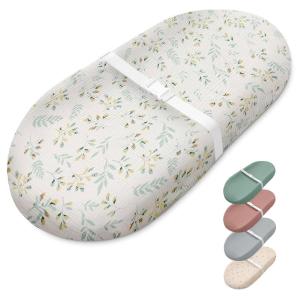 imageBlissful Diary Muslin Baby Changing Pad with Waterproof Lining Foam Diaper Changing Table Pad with Cover for Dressers Monstera RectangularBotanical Leaf