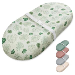 imageBlissful Diary Muslin Baby Changing Pad with Waterproof Lining Foam Diaper Changing Table Pad with Cover for Dressers Monstera RectangularMonstera