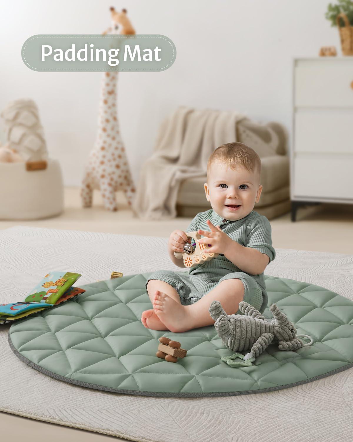imageBlissful Diary Baby Play Gym Mat Tummy Time Mat with 6 Detachable Toys for StageBased Sensory ampamp Motor Skill Development Baby Activity Mat Easy to Install ampamp Clean Baby Essentials Gift Sage GreenSage Green