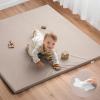 imageBlissful Diary Vegan Leather Baby Play Mat 47x47 Thicken Foam Cushioned ampamp Waterproof Playpen Mat for Infants and Toddlers Stylish and Just WipeClean Playmat for Baby Play on Floor Light GreenTaupe