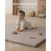 imageBlissful Diary Vegan Leather Baby Play Mat 47x47 Thicken Foam Cushioned ampamp Waterproof Playpen Mat for Infants and Toddlers Stylish and Just WipeClean Playmat for Baby Play on Floor Light GreenTaupe