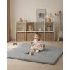 imageBlissful Diary Vegan Leather Baby Play Mat 47x47 Thicken Foam Cushioned ampamp Waterproof Playpen Mat for Infants and Toddlers Stylish and Just WipeClean Playmat for Baby Play on Floor Light GreenLight Gray