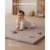 imageBlissful Diary Vegan Leather Baby Play Mat 47x47 Thicken Foam Cushioned ampamp Waterproof Playpen Mat for Infants and Toddlers Stylish and Just WipeClean Playmat for Baby Play on Floor Light GreenTaupe