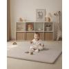 imageBlissful Diary Vegan Leather Baby Play Mat 47x47 Thicken Foam Cushioned ampamp Waterproof Playpen Mat for Infants and Toddlers Stylish and Just WipeClean Playmat for Baby Play on Floor Light GreenTaupe