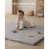 imageBlissful Diary Vegan Leather Baby Play Mat 47x47 Thicken Foam Cushioned ampamp Waterproof Playpen Mat for Infants and Toddlers Stylish and Just WipeClean Playmat for Baby Play on Floor Light GreenLight Gray
