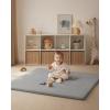 imageBlissful Diary Vegan Leather Baby Play Mat 50x50 Thicken Foam Cushioned ampamp Waterproof Playpen Mat for Infants and Toddlers Stylish and Just WipeClean Playmat for Baby Play on Floor TaupeLight Gray