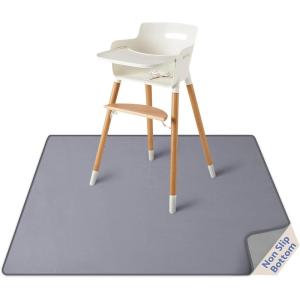 imageBlissful Diary Baby Splat Mat for Under High Chair 504 x 504 Inch Wipeable Splash Mat Waterproof and Washable AntiSlip Floor Protector GrayGray