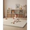 imageBlissful Diary Vegan Leather Baby Play Mat 50x50 Thick Foam Cushioned ampamp Waterproof Playpen Mat for Infants and Toddlers Stylish and Just WipeClean Playmat for Baby Play on Floor BeigeBeige