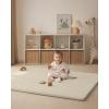imageBlissful Diary Vegan Leather Baby Play Mat 50x50 Thick Foam Cushioned ampamp Waterproof Playpen Mat for Infants and Toddlers Stylish and Just WipeClean Playmat for Baby Play on Floor BeigeBeige