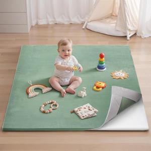 imageBlissful Diary Ultra Soft Baby Play Mat 71x59 Extra Large Floor Mat with Removable ampamp Washable SlipOn Cover for Babies and Toddlers Sage GreenSage Green