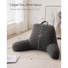 imageBlissful Diary Reading Pillow Large Backrest Pillow with Shredded Memory Foam for Adult ampamp Children Designed for Bed and Couch Sitting Up Includes Arms Pockets and Washable Cover Off WhiteDark Gray