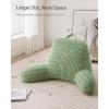 imageBlissful Diary Reading Pillow Large Backrest Pillow with Shredded Memory Foam for Adult ampamp Children Designed for Bed and Couch Sitting Up Includes Arms Pockets and Washable Cover Off WhiteSage Green