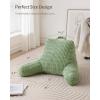 imageBlissful Diary Reading Pillow Large Backrest Pillow with Shredded Memory Foam for Adult ampamp Children Designed for Bed and Couch Sitting Up Includes Arms Pockets and Washable Cover Off WhiteSage Green