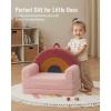 imageBlissful Diary Foldable Toddler Couch 2in1 Comfy Toddler Chair ampamp Lounger for Reading Nap Playroom Kids Couch Sofa for 1 2 3 Year Old Girls Boys Birthday Gift Blush RainbowBlush