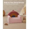 imageBlissful Diary Foldable Toddler Couch 2in1 Comfy Toddler Chair ampamp Lounger for Reading Nap Playroom Kids Couch Sofa for 1 2 3 Year Old Girls Boys Birthday Gift Blush RainbowBlush