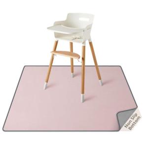 imageBlissful Diary Baby Splat Mat for Under High Chair 504 x 504 Inch Wipeable Splash Mat Waterproof and Washable AntiSlip Floor Protector Slate BlueBlush Pink