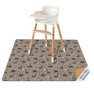 imageBlissful Diary Baby Splat Mat for Under High Chair 504 x 504 Inch Wipeable Splash Mat Waterproof and Washable AntiSlip Floor Protector Slate BlueElephantgiraffe