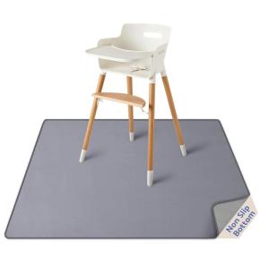 imageBlissful Diary Baby Splat Mat for Under High Chair 504 x 504 Inch Wipeable Splash Mat Waterproof and Washable AntiSlip Floor Protector Slate BlueGrey