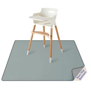 imageBlissful Diary Baby Splat Mat for Under High Chair 504 x 504 Inch Wipeable Splash Mat Waterproof and Washable AntiSlip Floor Protector Slate BlueSilver Mist