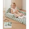 imageBlissful Diary Foldable Toddler Couch 2in1 Comfy Toddler Chair ampamp Lounger for Reading Nap Playroom Kids Couch Sofa for Girls Boys Birthday Gift Sage Checkered