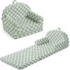 imageBlissful Diary Foldable Toddler Couch 2in1 Comfy Toddler Chair ampamp Lounger for Reading Nap Playroom Kids Couch Sofa for Girls Boys Birthday Gift Sage Checkered