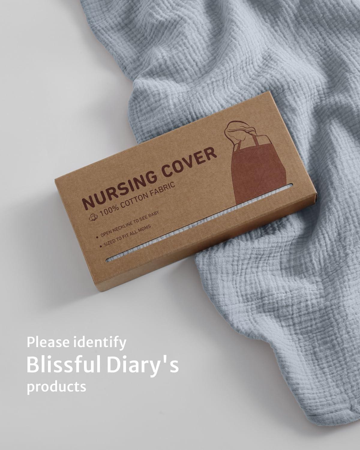 imageBlissful Diary Muslin Nursing Cover for Breastfeeding Breathable Breastfeeding Cover up with Arch Neckline for Women Nursing ApronLight BlueLight Blue