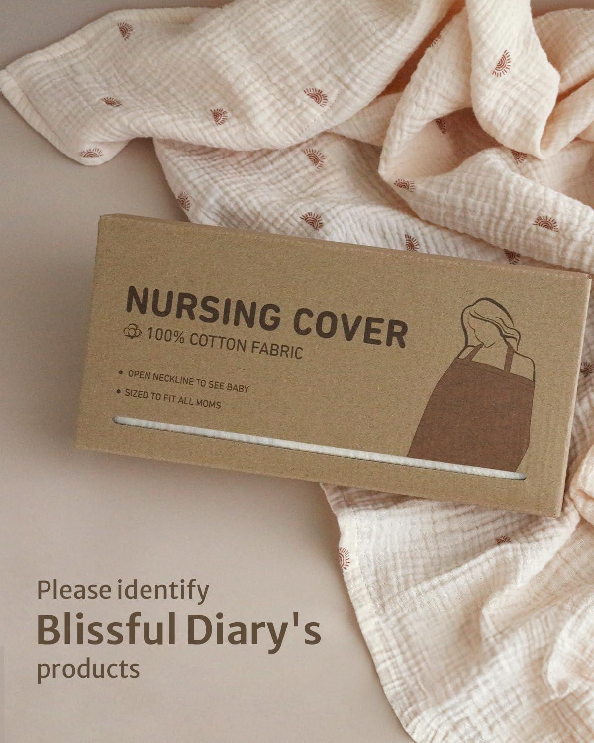 imageBlissful Diary Muslin Nursing Cover for Breastfeeding Breathable Breastfeeding Cover up with Arch Neckline for Women Nursing ApronLight BlueRainbow