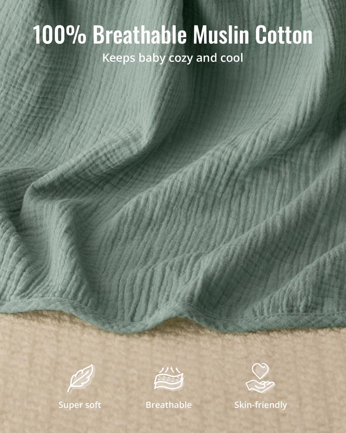 imageBlissful Diary Muslin Nursing Cover for Breastfeeding Breathable Breastfeeding Cover up with Arch Neckline for Women Nursing ApronLight BlueZRoman Green