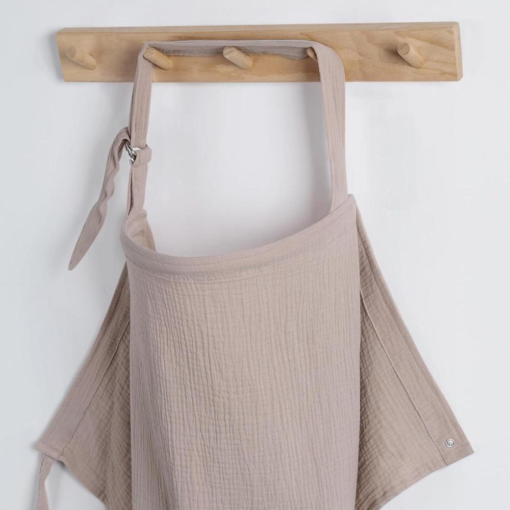 imageBlissful Diary Muslin Nursing Cover for Breastfeeding Breathable Breastfeeding Cover up with Arch Neckline for Women Nursing ApronLight BlueAgreeable Gray