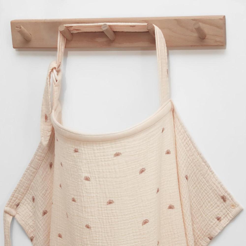 imageBlissful Diary Muslin Nursing Cover for Breastfeeding Breathable Breastfeeding Cover up with Arch Neckline for Women Nursing ApronLight BlueRainbow