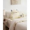 imageBlissful Diary Plush Velvet Reading Pillow for KidsTeensAdults Back Rest Pillow for Sitting Up in Bed with Shredded Memory Foam Includes Arms and Washable Cover Light GrayKitty Off White