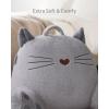 imageBlissful Diary Plush Velvet Reading Pillow for KidsTeensAdults Back Rest Pillow for Sitting Up in Bed with Shredded Memory Foam Includes Arms and Washable Cover Light GrayKitty Light Gray