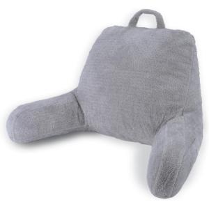 imageBlissful Diary Plush Velvet Reading Pillow for KidsTeensAdults Back Rest Pillow for Sitting Up in Bed with Shredded Memory Foam Includes Arms and Washable Cover Light GrayLight Gray