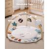 imageBlissful Diary Baby Play Gym ampamp Activity Mat 5 Developmental Zones Wooden Tummy Time Mat with 5 Detachable Sensory Toys for Motor Skills ampamp Sensory Development Baby Essentials Shower Gift Pink FlowerGray Round