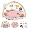 imageBlissful Diary Baby Play Gym ampamp Activity Mat 5 Developmental Zones Wooden Tummy Time Mat with 5 Detachable Sensory Toys for Motor Skills ampamp Sensory Development Baby Essentials Shower Gift Pink FlowerPink Flower