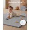 imageBlissful Diary 13quot Thick Baby Play Mat 71x59 Playpen Mat with Removable ampamp Washable Cover Extra Large Crawling Rug for Floor Foam Cushion ampamp NonSlip Backing for Kid Toddler and Infants Light GreyLight Grey