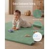 imageBlissful Diary 13quot Thick Baby Play Mat 71x59 Playpen Mat with Removable ampamp Washable Cover Extra Large Crawling Rug for Floor Foam Cushion ampamp NonSlip Backing for Kid Toddler and Infants Light GreySage Green