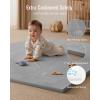 imageBlissful Diary 13quot Thick Baby Play Mat 71x59 Playpen Mat with Removable ampamp Washable Cover Extra Large Crawling Rug for Floor Foam Cushion ampamp NonSlip Backing for Kid Toddler and Infants Light GreyLight Grey