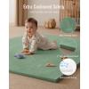 imageBlissful Diary 13quot Thick Baby Play Mat 71x59 Playpen Mat with Removable ampamp Washable Cover Extra Large Crawling Rug for Floor Foam Cushion ampamp NonSlip Backing for Kid Toddler and Infants Light GreySage Green