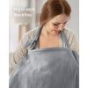 imageBlissful Diary Muslin Nursing Cover for Breastfeeding Breathable Breastfeeding Cover up with Arch Neckline for Women Nursing Apron Pink FloralLight Grey