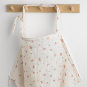 imageBlissful Diary Muslin Nursing Cover for Breastfeeding Breathable Breastfeeding Cover up with Arch Neckline for Women Nursing Apron Pink FloralPink Floral