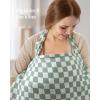 imageBlissful Diary Muslin Nursing Cover for Breastfeeding Breathable Breastfeeding Cover up with Arch Neckline for Women Nursing Apron Sage Checkboard