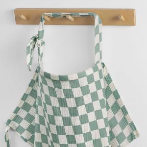 imageBlissful Diary Muslin Nursing Cover for Breastfeeding Breathable Breastfeeding Cover up with Arch Neckline for Women Nursing Apron Sage Checkboard