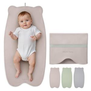 imageBlissful Diary Vegan Leather Portable Changing Pad Wipeable ampamp Waterproof Baby Change Mat in Diaper Bag Travel Essential ampamp Registry Gift Light GreenTaupe