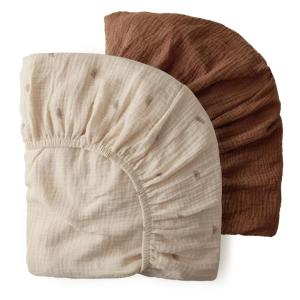 image:imageBlissful Diary Muslin Crib Sheets for Girl Boy Boho Neutral Soft Cotton Baby Sheet for 52x28 Standard Crib Mattress 2 PackSage Checkboard amp Sage GreenSunshine  Brown