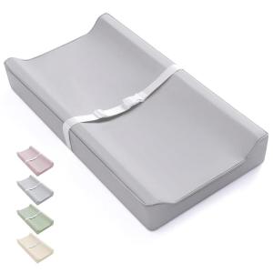 image:imageBlissful Diary Vegan Leather Baby Changing Pad with Waterproof amp WipeClean PU Cover Avocado Size Cozy Diaper Changing Pad for Dresser and Table Light GreenStandard Light Gray