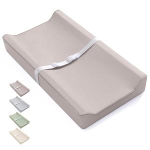image:imageBlissful Diary Vegan Leather Baby Changing Pad with Waterproof amp WipeClean PU Cover Avocado Size Cozy Diaper Changing Pad for Dresser and Table Light GreenStandard Taupe